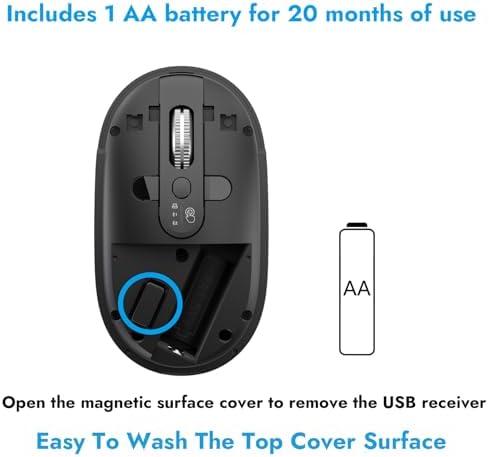 Ultra-Slim Wireless Bluetooth Mouse for Multi-Device Use – Lightweight Travel-Friendly Design with ±3000 DPI Precision, 4-Way Metal Scrolling, and 8 Customizable Buttons – Perfect for Laptops, Tablets, and Phones – Enjoy Quiet Operation and Long Battery Life for Enhanced Productivity