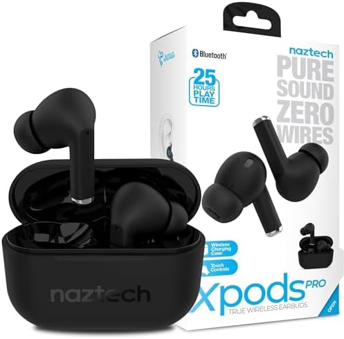 Naztech Xpods PRO True Wireless Earbuds – Advanced Noise Cancelling Sports Earbuds with Touch Control, IPX4 Waterproof Design, High-Definition Sound, Secure Fit for Active Lifestyles, Wireless Charging Case Included – Red Edition for Enhanced Mobility and Performance