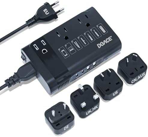 Global Travel Power Converter – DOACE 350 W Voltage Transformer for 220 V to 110 V Conversion with 50 Hz to 60 Hz Frequency Adjustment – Lightweight Universal Adapter for Seamless Device Compatibility Worldwide