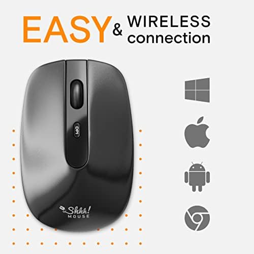 Silent Wireless Mouse for Laptop – Compact Cordless Travel Mouse with Quiet Click Technology, 3 Adjustable DPI Levels (800, 1200, 1600) – Ideal for PC and Chromebook Users, Perfect for Office and On-the-Go Efficiency – Enhanced USB 2.4 GHz Connectivity in Sleek Black Design