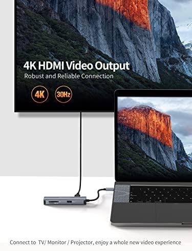Sleek 5-in-1 USB C Hub Multiport Adapter – Aluminum 4 K HDMI, 1 Gbps Ethernet & 3 USB 3.0 Ports for Enhanced Connectivity on Mac Book Pro/Air, i Pad Pro & Surface Go – Ultimate Solution for Fast Data Transfer & Seamless Streaming