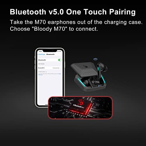 Elevate Your Audio Experience with Bloody M30 TWS True Wireless Earbuds – Bluetooth 5.0, 22-Hour Playtime, Low Latency for Gaming, Deep Bass Hybrid Diaphragm, IPX4 Waterproof Design, Lightweight Mini Charging Case – Perfect for Active Lifestyles and Seamless Connectivity