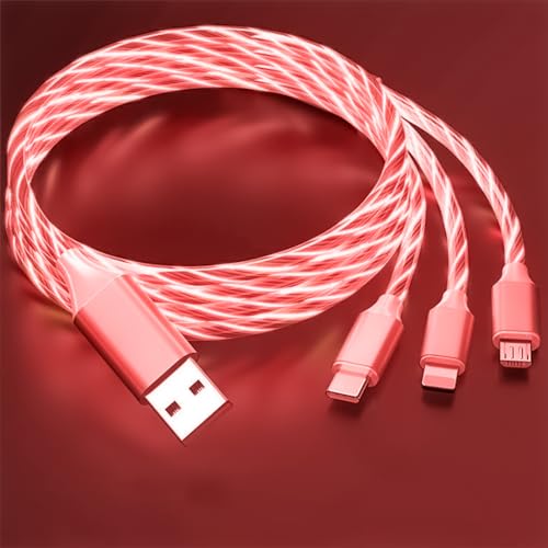 Transform Your Charging Routine with the 6-Foot 3-in-1 LED Charging Cable – Fast Charge & Data Transfer for Micro USB, Lightning, and USB-C Devices – Eye-Catching Glowing Design, Durable Construction Perfect for Home, Office, and Travel Use
