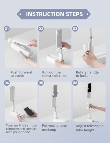 Overhead Phone Stand for Recording,Overhead Phone Mount, Foldable/Extendable/Rechargeable Phone Stand with Light&Wireless Remote, for Photo/Vlog Kit/Tiktok/Unboxing Video,Cooking.v10 – Enhanced Compatibility and Speed