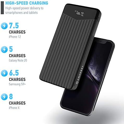 Amcrest 26,800 m Ah USB C Power Bank – High-Capacity Portable Charger with 22 W PD 3.0 Fast Charging, Dual USB Outputs & LED Display for Seamless Compatibility with Android & i OS Devices – Ideal for Travel & Daily Use
