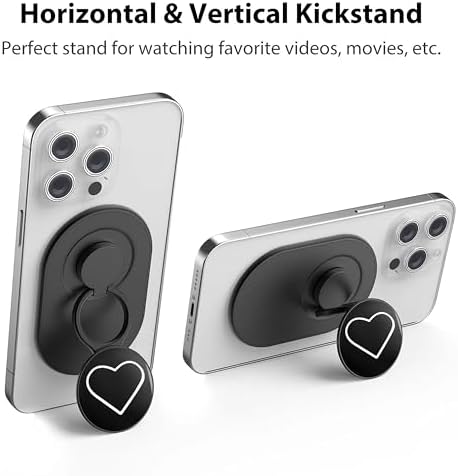 Magnetic Phone Grip for MagSafe, Phone Ring Holder Finger Kickstand Wireless Charging Compatible, Adjustable Magnet Phone Rings Gripper Stand for iPhone Mag-Safe Accessories – Sparkle Black – Enhanced Compatibility and Speed