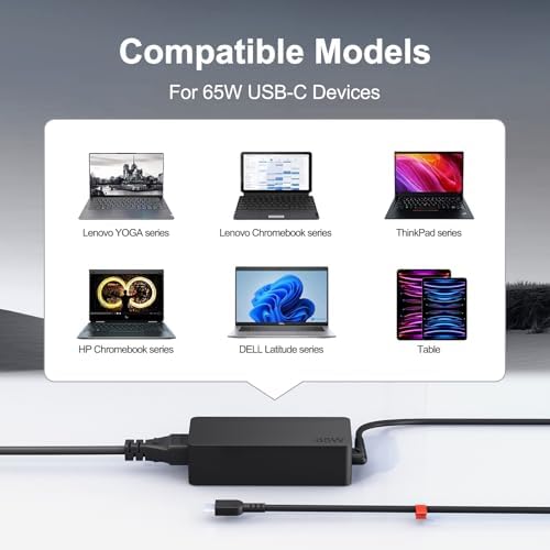 Premium 65 W USB-C Fast Charger for Lenovo Laptops – 14 ft Extended Cable for Yoga, Think Pad, and Chromebook – Global 100-240 V Compatibility – Ultimate Power Delivery for Home, Office, and Travel – Reliable Charging Solution for All Devices with Enhanced Flexibility and Performance