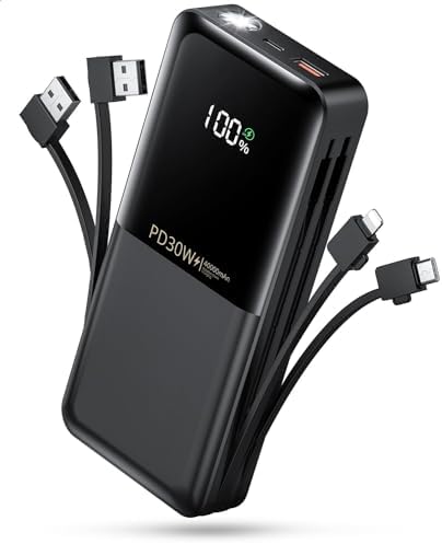 Ultimate 40,000 m Ah Power Bank with PD 30 W Fast Charging – Dual Detachable Cables, Emergency Flashlight & LED Battery Indicator – Perfect for i Phone, Android & All Devices – Reliable, Lightweight, and Versatile Charging Solution for On-the-Go Power