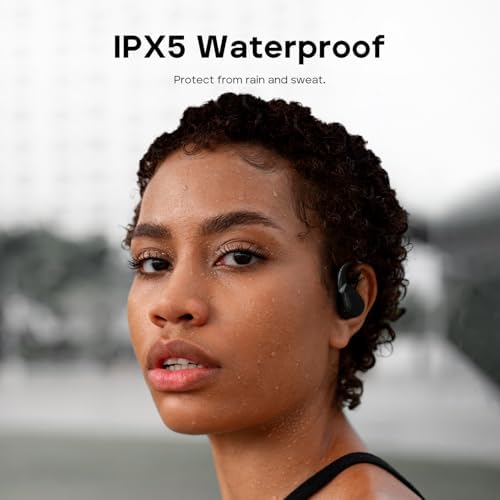 Tribit Open-Ear Bluetooth 5.3 Headphones – IPX5 Waterproof Wireless Earbuds with 104 Hours Playtime, Ergonomic Design for Secure Fit, LED Battery Indicator, and Built-in Microphone – Ideal for Active Lifestyles, Workouts, and Outdoor Adventures