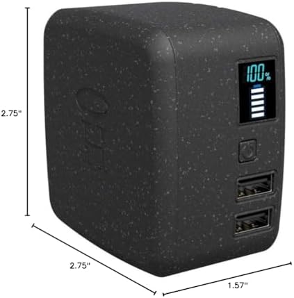 HALO Portable 10,000 m Ah Power Cube – Versatile Dual USB Car Charger Power Bank with Built-in Adapters for Effortless Charging – Sleek Black Design for Ultimate Portability and Fast Device Compatibility