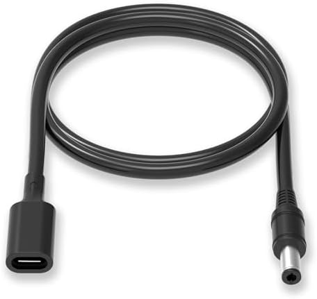 USB-C to 5.5mm x 2.1mm Barrel Jack Cable for Power Tool Chargers and Printers, USB-C Female Input to DC 5.5×2.1mm Power Cable, 100cm, Black (3 Pack) – Enhanced Compatibility and Speed