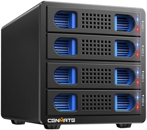 High-Performance Aluminum Dual Bay Hard Drive Enclosure – 10 Gbps USB 3.2 Gen 2 with Cooling Fan for 2.5”/3.5” SATA HDD/SSD, Hot Swappable & Daisy Chain Expansion, Tool-Free Setup for Seamless Data Management