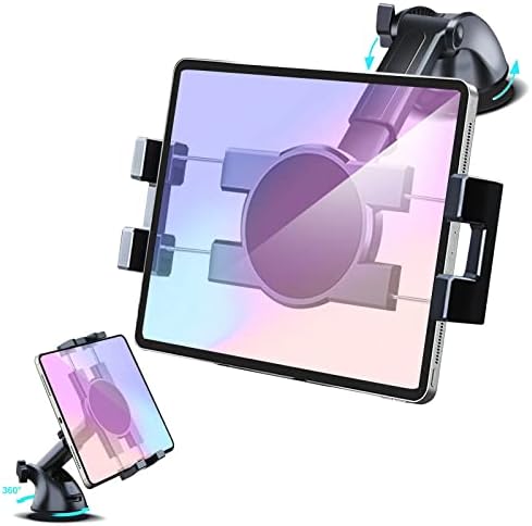 Ultimate 360° Rotatable Car Tablet Mount Holder for Dashboards & Windshields – Secure Suction Cup Stand for i Pad Pro, Samsung Galaxy Tabs, and i Phone Models 4.7″-12.9″ – Enhanced Compatibility for Safe Navigation and Hands-Free Access