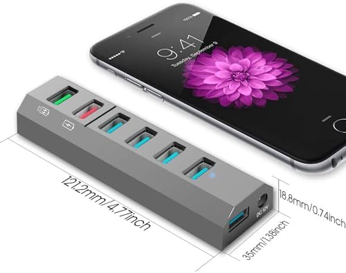 Maximize Your Connectivity with the Aiibe 6-Port USB 3.0 Hub Splitter – High-Speed Data Transfer Up to 5 Gbps, Includes 24 W Power Adapter for Reliable Multi-Device Charging, Perfect for Laptops, Mac, PCs & Mobile HDDs – Streamline Your Workflow & Enhance Productivity with This Sleek Black USB Hub