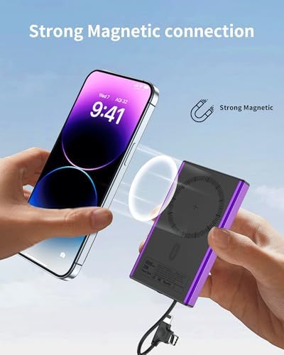 Ultra-Slim 10000 m Ah Magnetic Power Bank – Fast 20 W Charging with Built-in USB-C for i Phone 15/14/13/12 Pro Max – Lightweight Travel Charger with Mag Safe Technology and LED Display – Safe, Stylish, and Convenient Power Solution