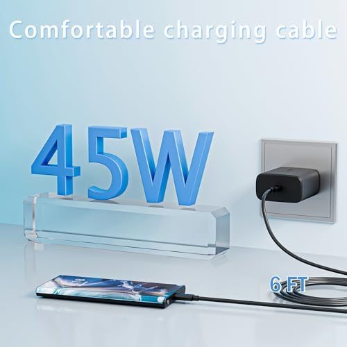 Ultra-Fast 45 W USB-C Charger for Samsung Devices – 3 Pack with 6 FT Cable, Perfect for Galaxy S25 Ultra/S24/S23/S22 – Rapid Charging with Overcurrent Protection and Durability for Home & Travel Use