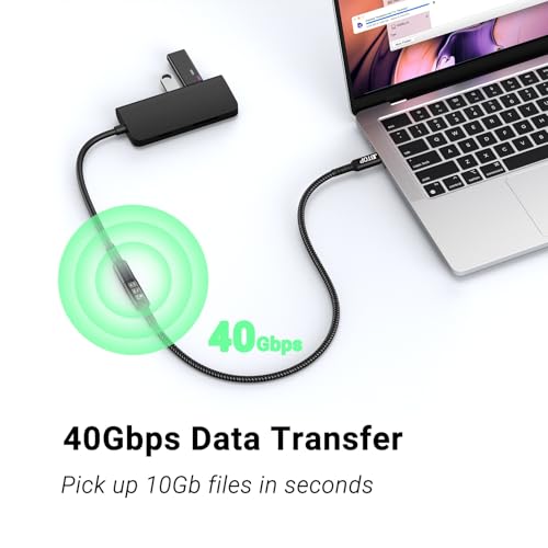 Innovative L-Shaped USB C Extension Cable (2 Pack, 6.6 Ft) – 240 W Power Delivery, 40 Gbps High-Speed Data Transfer, Durable Nylon Braided Design for i Phone 16, i Pad, Mac Book & Mag Safe – Optimal Flexibility for Tightly Spaced Connections