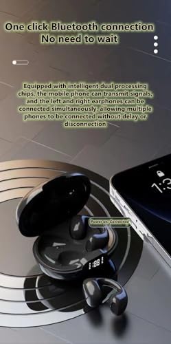 Innovative Bone Conduction Wireless Motion Clip Bluetooth Earphones – Lightweight Earclip Design with Superior Noise Cancellation and Digital Battery Indicator – Ideal for Active Lifestyles and Effortless Device Integration (White)