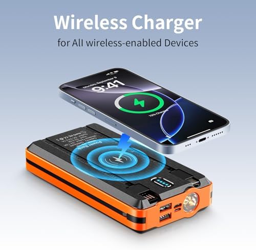 Ultimate Solar Power Bank 52800 m Ah Portable Charger with Fast 5 V/3 A Charging, Built-in 4 Cables, Dual Outputs & LED Flashlight – Perfect Outdoor Companion for Camping, Travel & Everyday Use