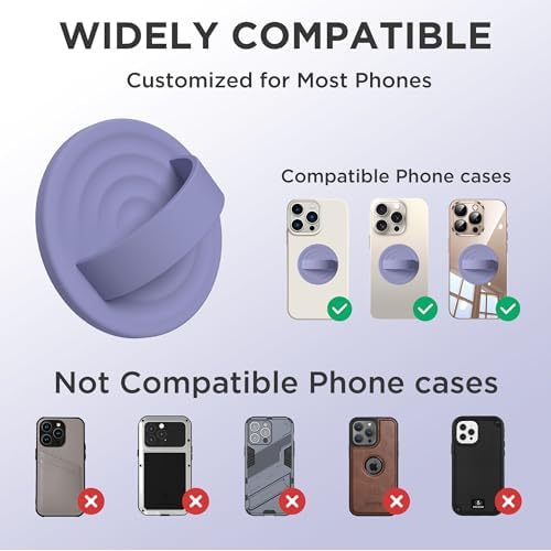 Upgraded Magnetic Phone Grip for i Phone: Premium Silicone Loop Holder with Mag Safe Compatibility – Ergonomic 360-Degree Stand, Non-Slip Design in Sleek Black for Enhanced Comfort and Secure Handling on i Phone 16/15/14/13/12 Pro Max/Plus