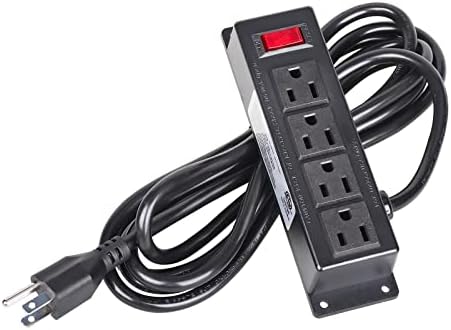 Revolutionize Your Workspace with the Wall Mount Power Outlet Strip – 4 Outlet Power Hub with On/Off Switch, 3 ft Cord for Under Desk Organization, Sleek Flat Plug Design in Black – Ideal for Home, Office, and Industrial Use, Enhanced Device Compatibility and Efficient Cable Management