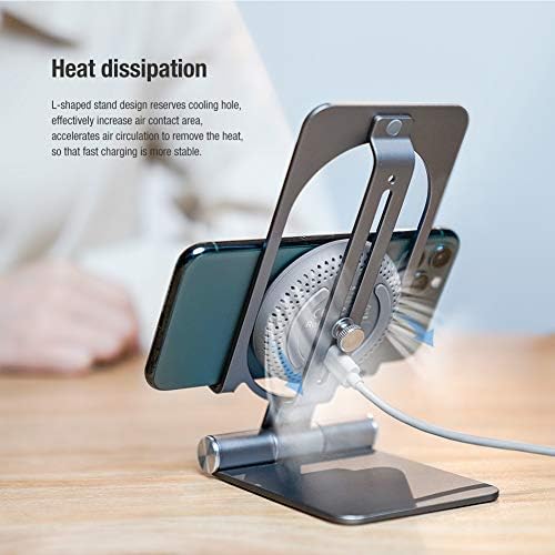 Nillkin Adjustable Metal Wireless Charging Stand – Fast Charge for i Phone 16 15 14 13 12 & Samsung Galaxy S25 S24 S23 S22 S21 Ultra/Plus – Versatile Space Grey Design for Enhanced Functionality and Safety