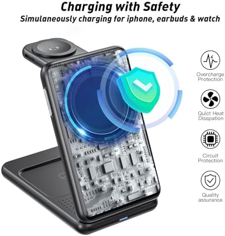 Ultimate 3-in-1 Magnetic Wireless Charging Stand for i Phone 16/15/14/13/Pro/Max, Apple Watch & Air Pods – Fast, Efficient, and Clutter-Free Charging Solution for Modern Lifestyles