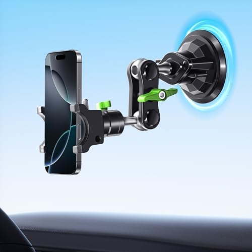 Ultimate MAGIC JOHN 360° Car Phone Holder – Ultra-Durable Metal Smartphone Mount for Secure Windshield Placement, Compatible with i Phone & Samsung – Superior Stability, Easy Installation & Enhanced Driving Safety