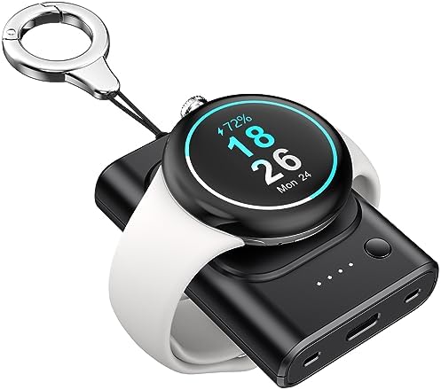 1800 m Ah Magnetic Wireless Charger for Google Pixel Watch 1 – Ultimate Portable Charging Solution with Keychain, Fast Charging & Exclusive Compatibility, Perfect for Active Lifestyles