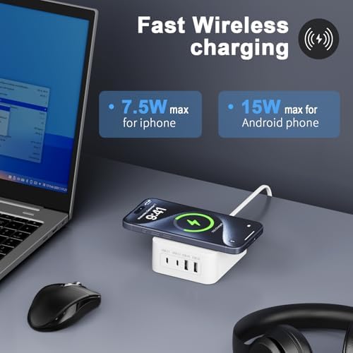 Ultimate 60 W Wireless Charging Hub for Samsung Galaxy & i Phone – Multi-Device USB-C Power Station with 4 Rapid Charging Ports – Essential for Tech-Savvy Professionals and Busy Lifestyles – Stylish, Safe Design for Home & Office Use