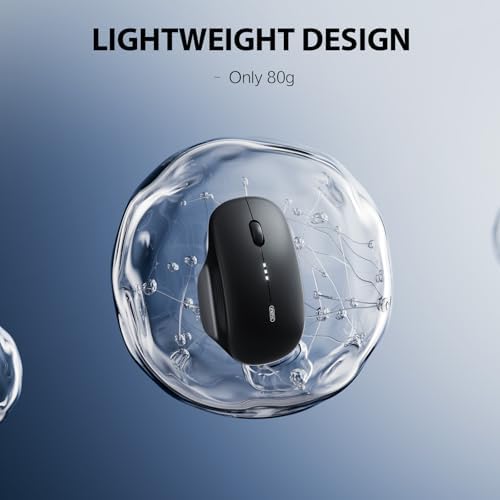 Elevate Your Productivity with the INPHIC M1 II Tri-Mode Wireless Mouse – Lightweight 80 g Bluetooth 5.0/4.0 & USB Connectivity, Ergonomic Design, Visible Battery Indicator & Type-C Charging for Windows, Mac, Tablets & Laptops – Sleek Black Finish for Ultimate Versatility