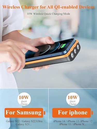 Ultimate Solar Power Bank 43,800 m Ah with QC3.0 Fast Charging & Qi Wireless Technology – Dual Output Cables & 680 Lumen Emergency Flashlight for Outdoor Adventures and Travel Efficiency