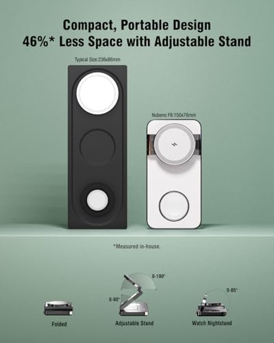 Revolutionary 3-in-1 Foldable Wireless Charging Station – 15 W Qi2-Certified Magnetic Charger for i Phone 16/15/14/13/12, Apple Watch, and Air Pods – Compact Fast Charging Dock with 30 W Adapter for Ultimate Compatibility and Speed – Perfect for Travel and Home Use