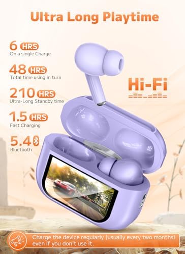 Advanced Bluetooth 5.4 Wireless Earbuds with Active Noise Cancelling (ANC) and Immersive Deep Bass – Uninterrupted 48-Hour Playtime for Ultimate Comfort and Connectivity, Ideal for Workouts, Travel, and Home Entertainment