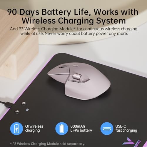 Revolutionize Your Workflow with Rapoo MT760 Multi-Device Wireless Mouse – Effortlessly Connect Up to 4 Devices with Bluetooth 5.0 & 2.4 G, 11 Customizable Buttons, 4 K DPI Precision, and 90 Days of Uninterrupted Battery Life – Perfect for Professionals and Tech Enthusiasts in Sleek Matte Black