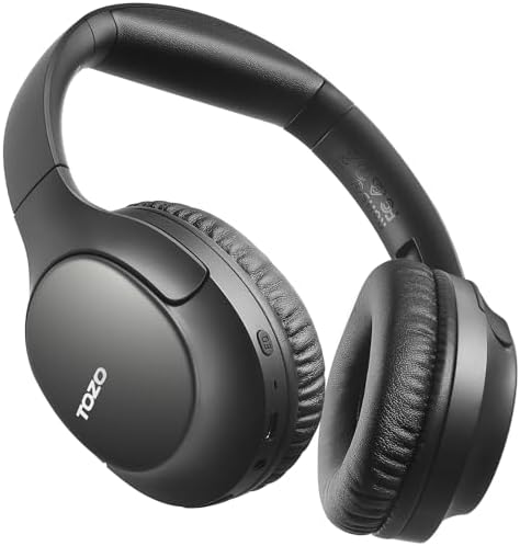 TOZO Bluetooth 5.4 Over-Ear Headphones – Unmatched 70-Hour Playtime, Tailored EQ for Personalized Audio Experience, Rich Deep Bass for Immersive Sound, Travel-Friendly Foldable Design, Integrated Microphone for Clear Voice Calls & Ultra-Low Latency for Flawless Streaming – Advanced Noise Cancellation & Broad Compatibility Options