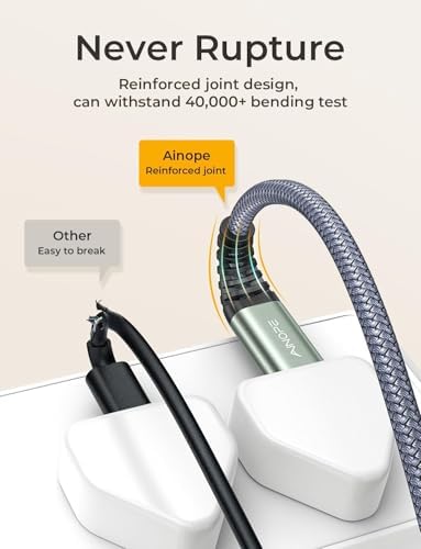 Maximize Your Connectivity with AINOPE 10 FT USB C Extension Cable – 20 Gbps Data Transfer & 240 W Charging Power, Ideal for i Phone 16 Pro Max, PSVR2, Mac Book Air M2 Pro, and More – Stylish Blue Design for Enhanced Flexibility and Performance