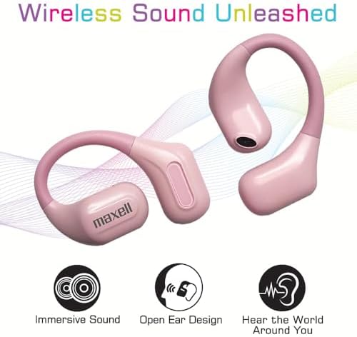 Maxell OWS Pro Bluetooth Open Earhook Earbuds – 18-Hour Battery Life, Surrounding Sound Awareness, Ergonomic Fit, Vibrant Color Choices, Seamless Bluetooth Connectivity for Active Lifestyles and Enhanced Listening Freedom