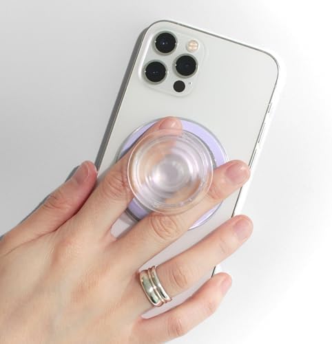 Vibrant Violet Mag Safe-Compatible Mobile Grip Stand – Stylish and Ergonomic Collapsible Accessory for Enhanced Usability – Transform Your Smartphone Experience with Trendy Translucent Design and Ultimate Comfort