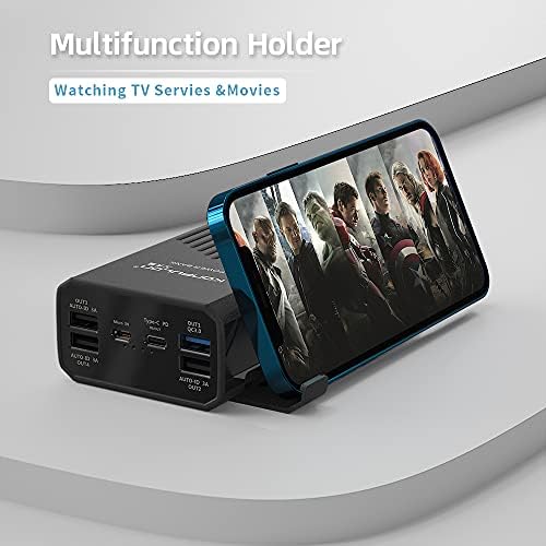 Ultra High-Capacity 40000 m Ah Portable Charger with 20 W Fast Charging – Multi-Device USB-C Power Bank Featuring 5 Outputs, Dual Inputs, and Built-in Phone Holder for i Phone, Mac Book, and Samsung Compatibility – Unmatched Reliability for On-the-Go Charging