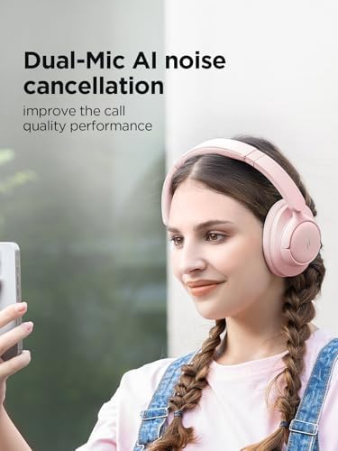 1 MORE Sono Flow SE Pink Wireless Over-Ear Headphones – Exceptional Noise-Canceling, 90-Hour Battery Life, Hi-Res Audio Performance, Customizable EQ Settings, and Supreme Comfort for Ultimate Travel and Office Experiences