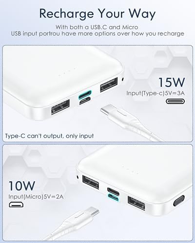Feeke 15,000 m Ah Dual USB Portable Charger – High-Speed Power Bank with 5 V/3.1 A Output for Rapid Device Charging – Ideal for Smartphones, Tablets, and USB Gadgets – Sleek Black Design for Effortless Portability and Enhanced Device Compatibility