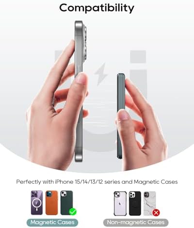 Ultra-Slim Mag Safe Battery Pack 10000 m Ah – 20 W Fast Charging Portable Power Bank with LED Display for i Phone 15/14/13/12 Series – Magnetic Design for Effortless Connectivity and On-the-Go Convenience in Space Gray