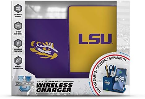 NCAA Unisex Fast Wireless Charging Stand & Desk Organizer – Stylish Multi-Device Charger for Sports Enthusiasts, Efficient Workspace Solution with Built-in Accessory Compartments