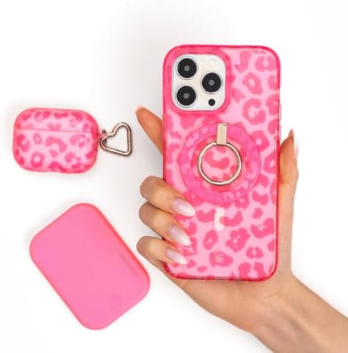 Stylish Hot Pink Leopard VELVET CAVIAR Magnetic Power Bank – Mag Safe Compatible Slim Charger for i Phone 12, 13, 14, 15 – Fast 5000 m Ah Portable Battery Pack with USB-C for Effortless Charging on the Go