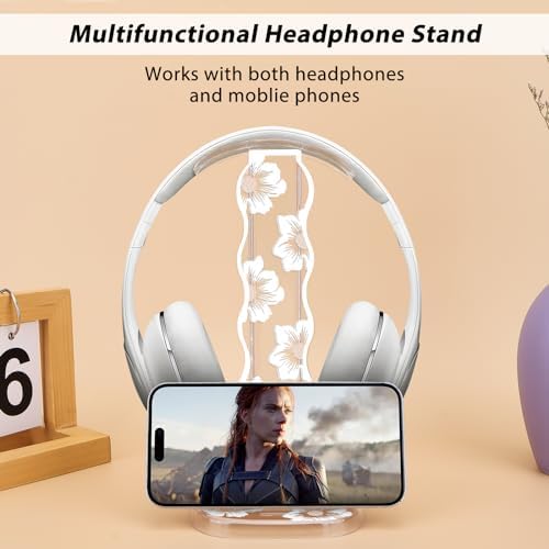 CamyCosy Headphone Holder for Desk, Gaming Headset & Earphone Stand with Tulip Flowers Pattern – Enhanced Compatibility and Speed