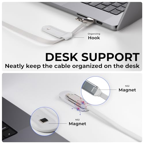 In Charge XL 200 cm 6-in-1 Universal Charger Cable – 100 W Fast Charging USB C & Lightning Adapter for Smartphones, Tablets & More, Durable Yellow Design for Maximum Flexibility and Compatibility