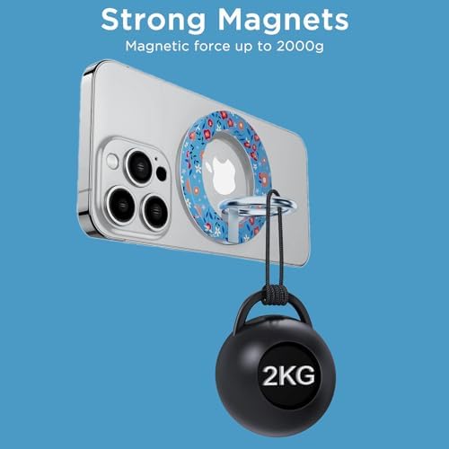 for MagSafe Phone Grip, Magnetic Phone Ring, Compatible with MagSafe Ring Holder with Adjustable Stand for iPhone 15/14/13/12 Series, Floral Green – Enhanced Compatibility and Speed