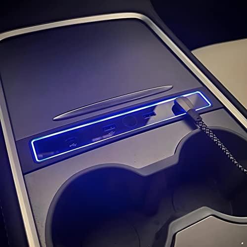 Transform Your Tesla Model 3/Y with the Ultimate USB Hub – Multi-Port Charger with Tricolor LED for 2021-2023 Models – Fast Charging Solution for All Your Devices – Stylish Interior Accessory for Seamless Connectivity