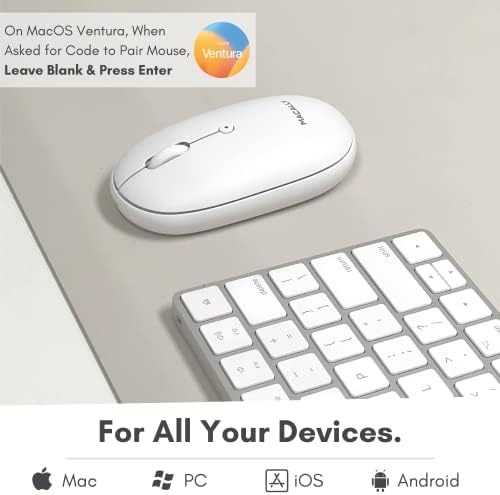 Sleek Macally Wireless Bluetooth Mouse – Rechargeable, Ergonomic Design for Mac & PC – Ultra-Quiet Clicks Perfect for Home, Office & Travel – Enhanced Compatibility with Mac Book Air/Pro, i Mac & Windows Laptops – Experience Comfort & Efficiency in Every Click